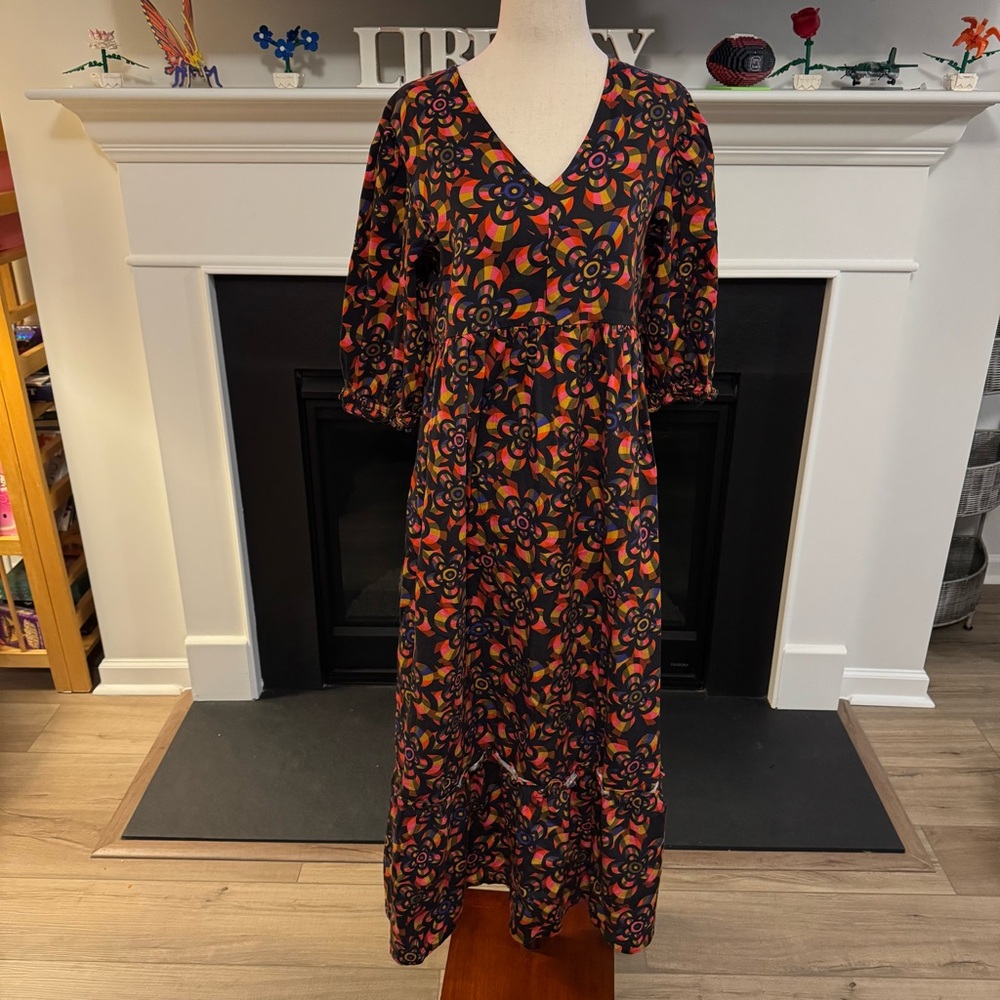 Briton Court Geometric Floral Cotton Maxi Dress – Size XS